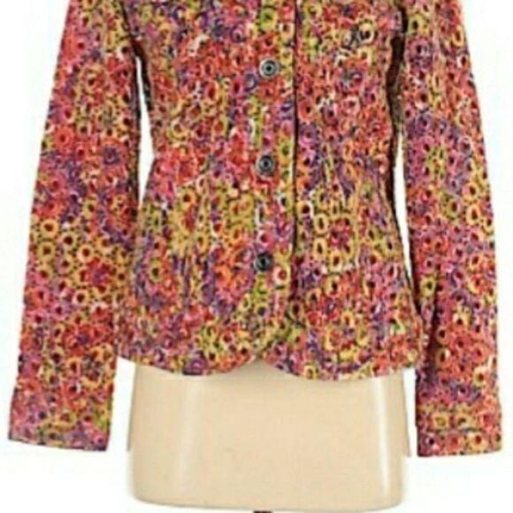 Chico's Shacket Rainbow Eyelet Lace Mandarin Collar Button Down Jacket Sz 0 - Picture 6 of 12